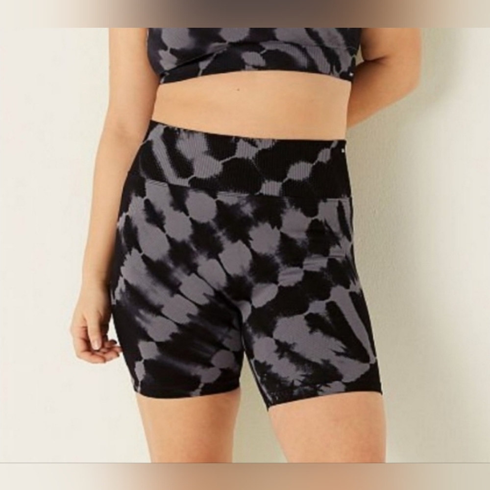 Victoria's Secret VS PINK Seamless High Waist Bike Short Black Gray Tie Dye NWT